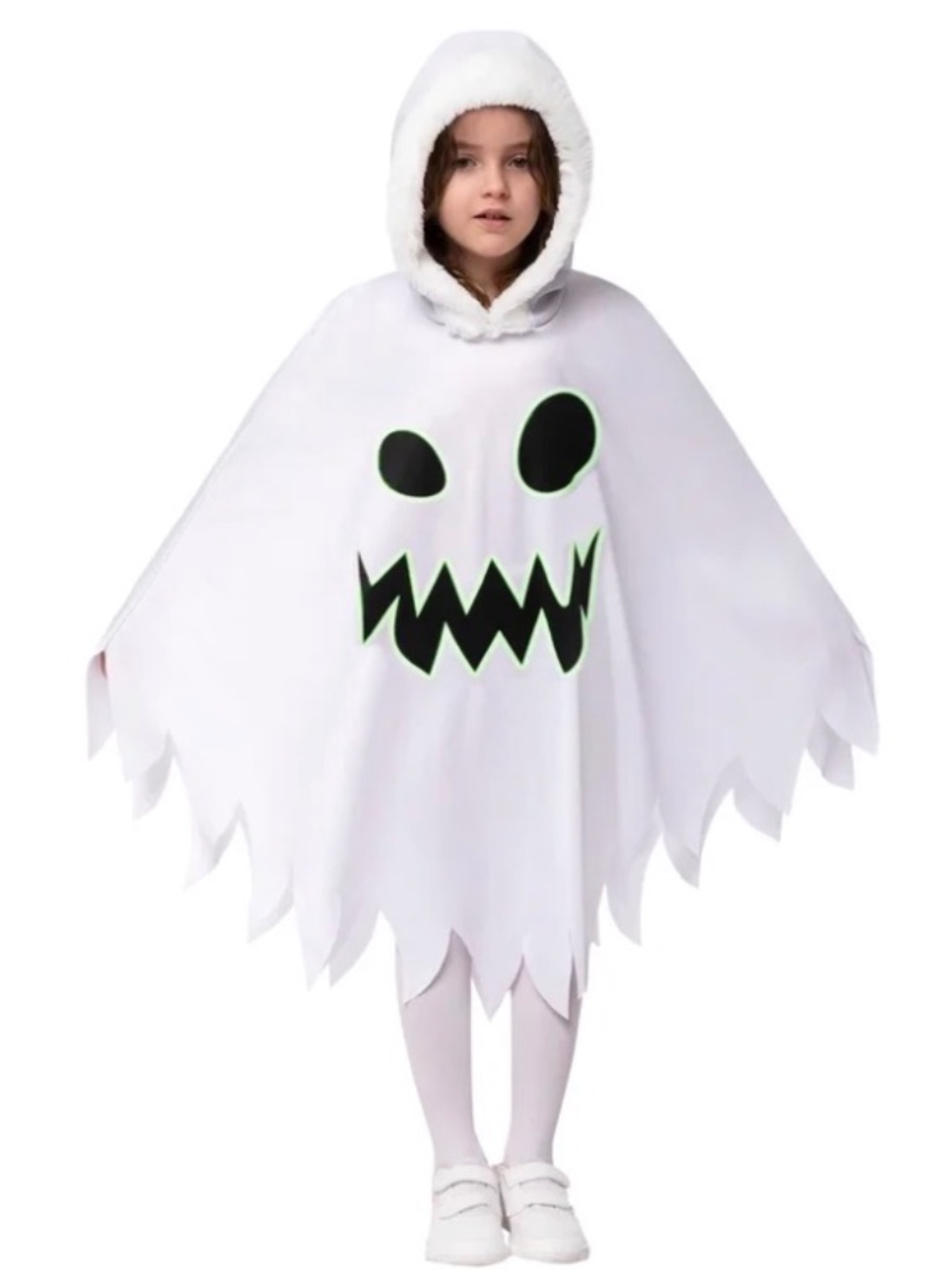 Halloween Glow In The Dark Ghost Costume with Hood - Size: 7-9